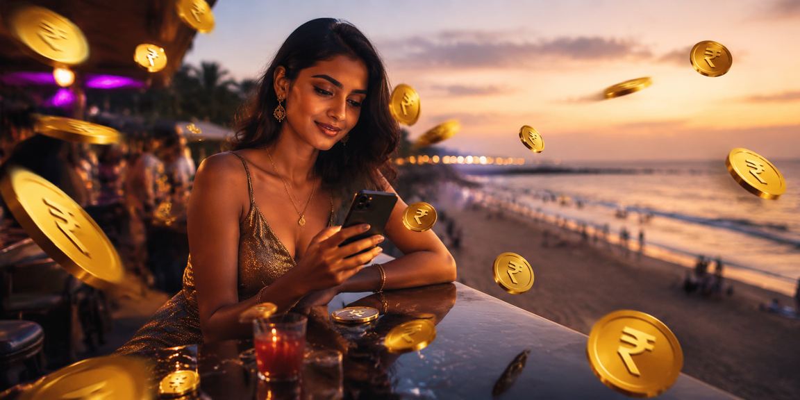 Indian player enjoying mobile betting via smartphone